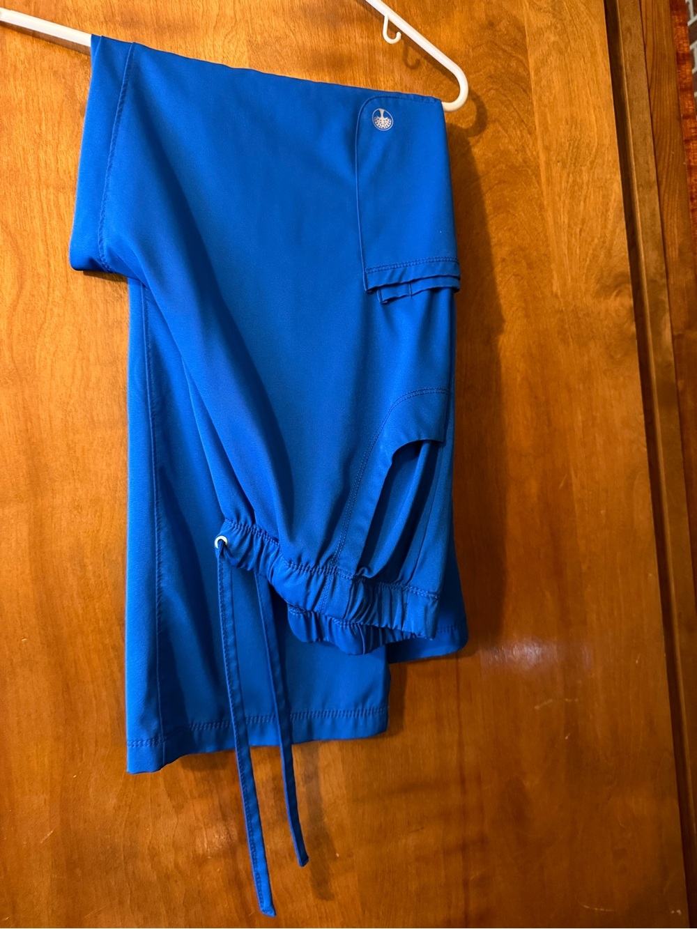 healing hands Royal Blue Wide Leg Scrub Pants with Drawstring Waist
